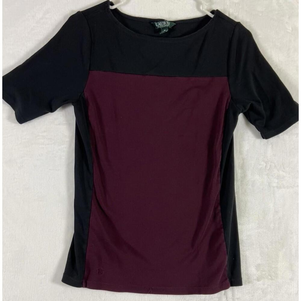 Lauren Ralph RED/BLACK Women's Top, US M Medium Activewear Athleisure Stretch